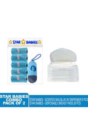 Star Babies Scented Bag + Dispenser + Breast Pad - Blue and White