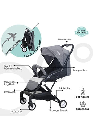 MOON Travel-Lite  - Cabin Stroller,Mid Grey