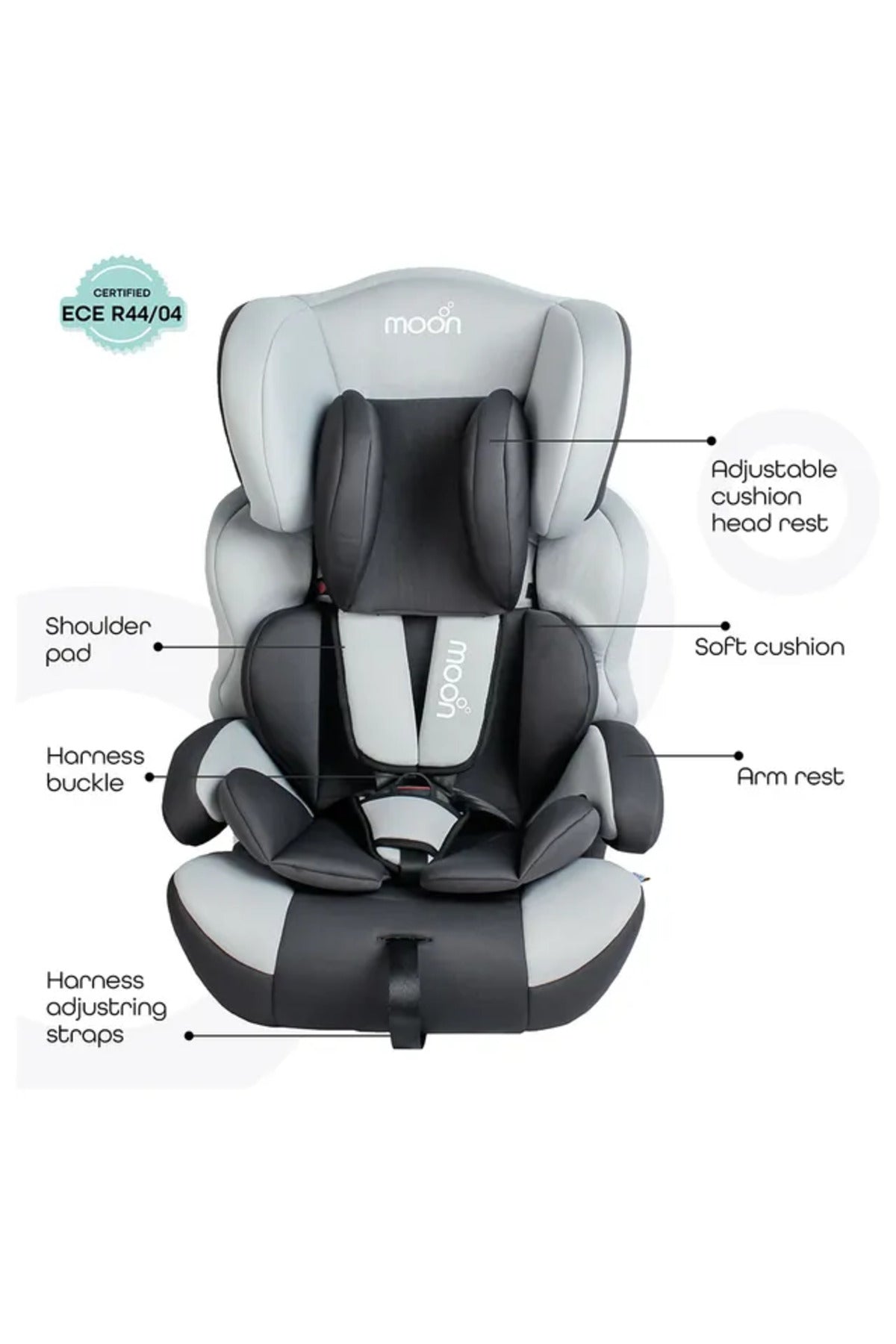 MOON - Tolo Babykids Car Seat Group 1,2,3 - Charcoal Grey