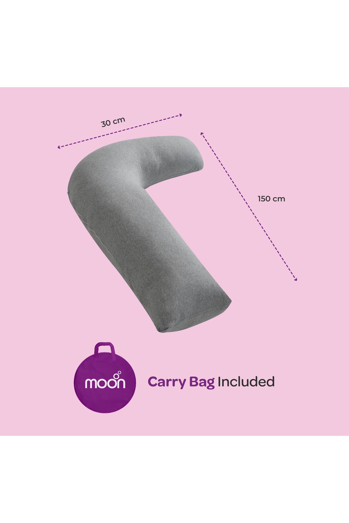 MOON Organic L Shaped Maternity Pillow-Light Grey