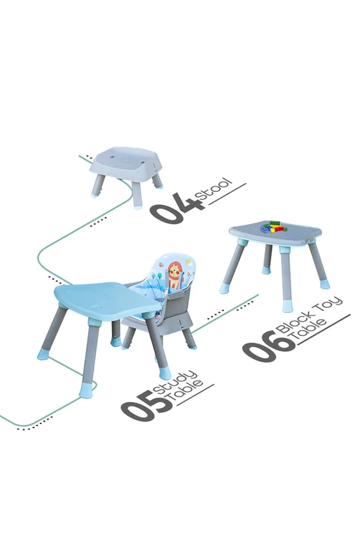 MOON 6 in 1 High Chair - Blue