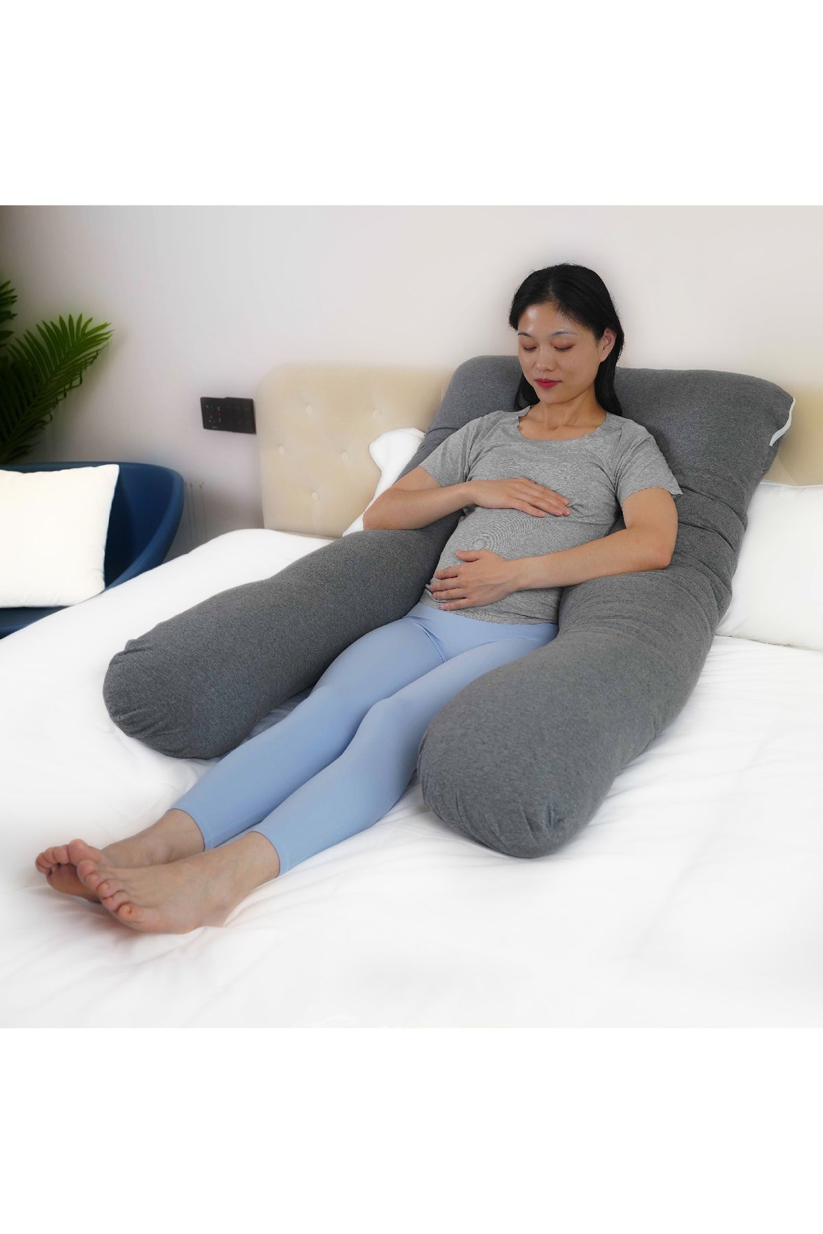 MOON Organic U Shaped  Maternity pillow - Grey
