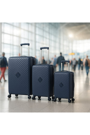 ELITE 3-Piece Hard-Shell Luggage Set (20/24/28) – Lightweight Spinner Suitcase – Dark Blue