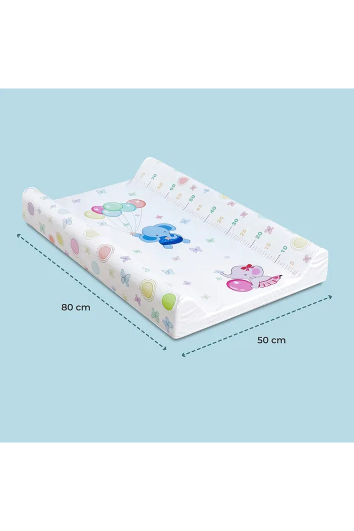 MOON Changing Mat-80 x 50 x 10cm, Baby Elephants with Balloons