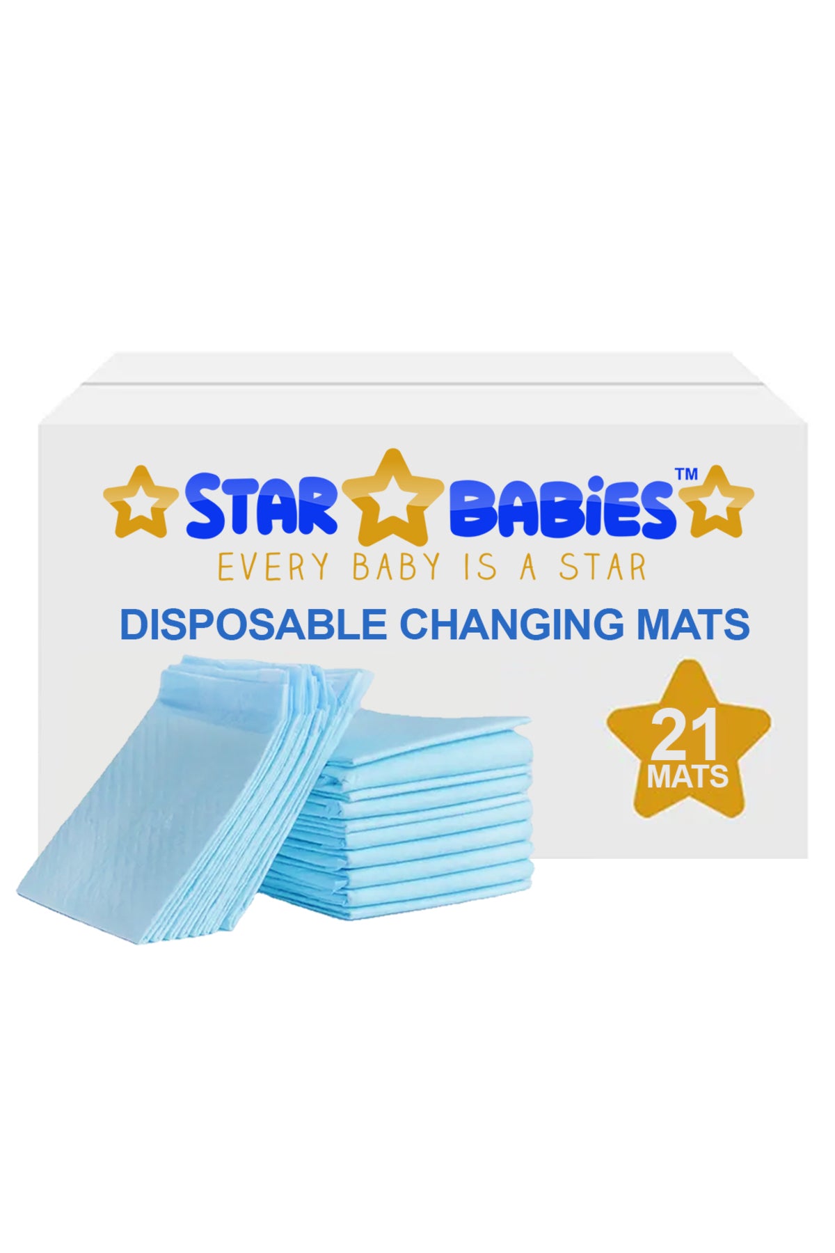 Star Babies Disposable Diaper Changing Mats Pack of 21 - Blue