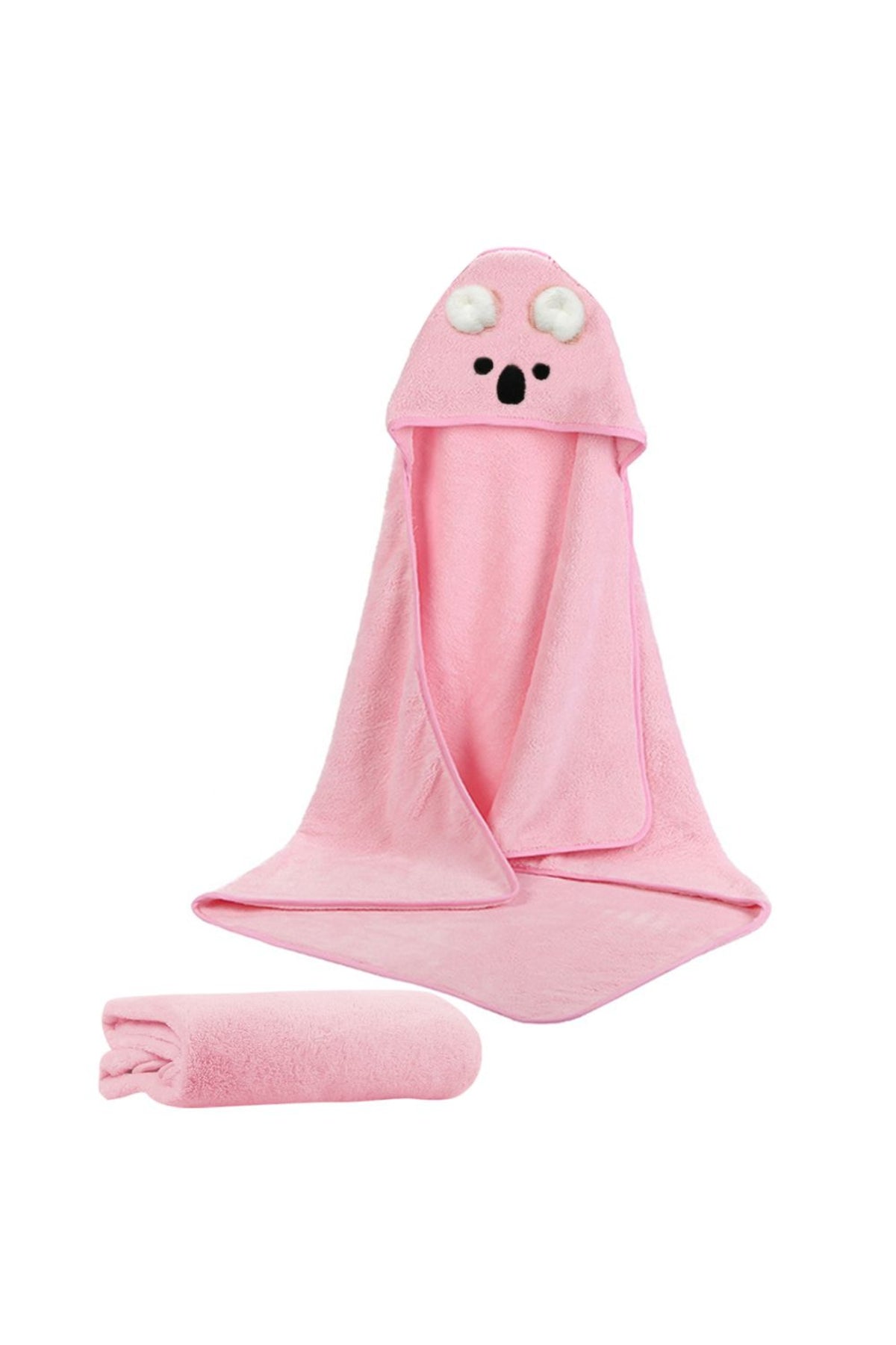 Star Babies hooded towel (100% Polyster)-Microfiber soft hand feel high absorption-Pink