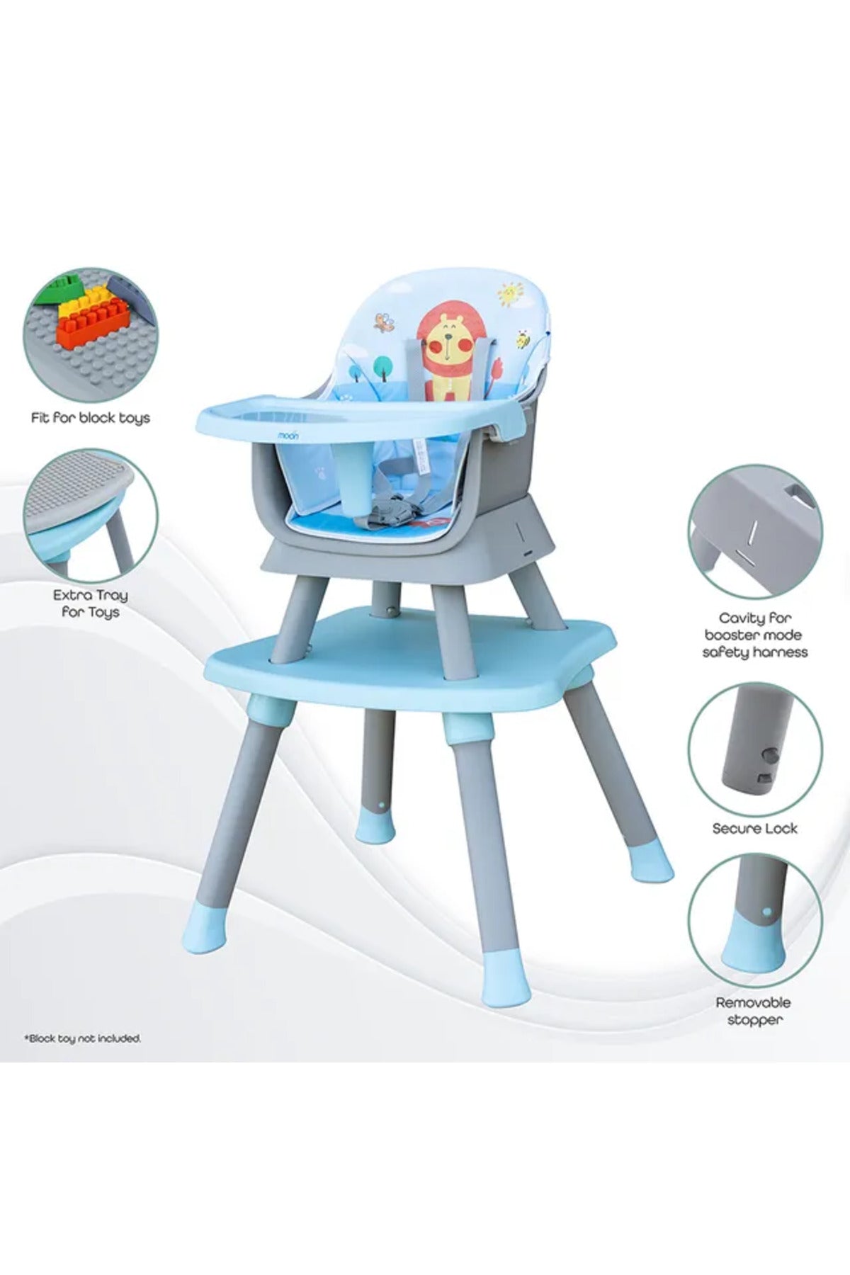 MOON 6 in 1 High Chair - Blue