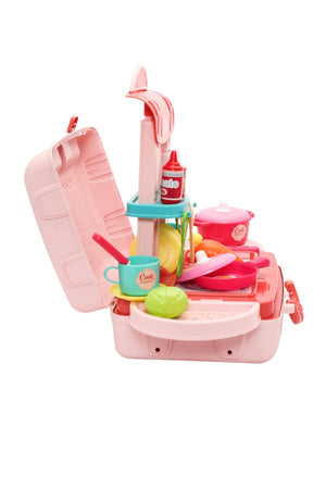Urban Tots Briefcase Kitchen Set: Adorable Kitchen Play Set With Essential Tools & Accessories-Multicolor