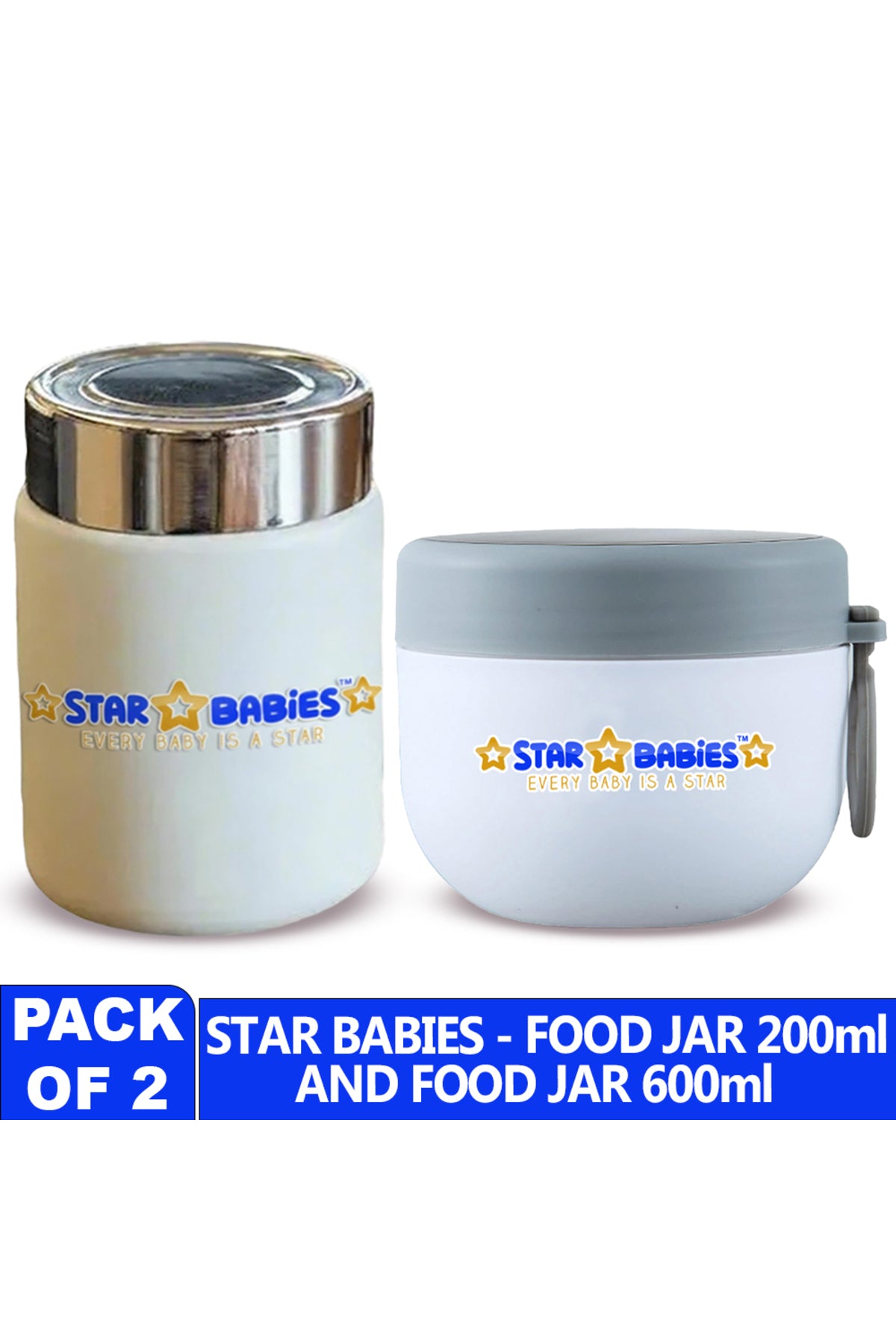 Star Babies -  Stainless steel Food jar with mini flask combo
