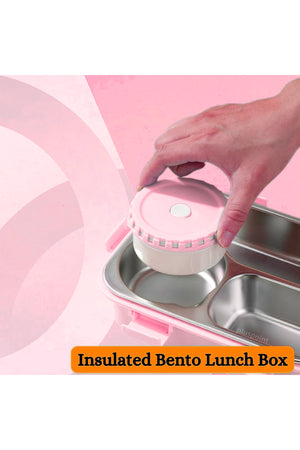 Star Babies - 4 Compartments Stainless Steel Bento Lunch Box - Pink