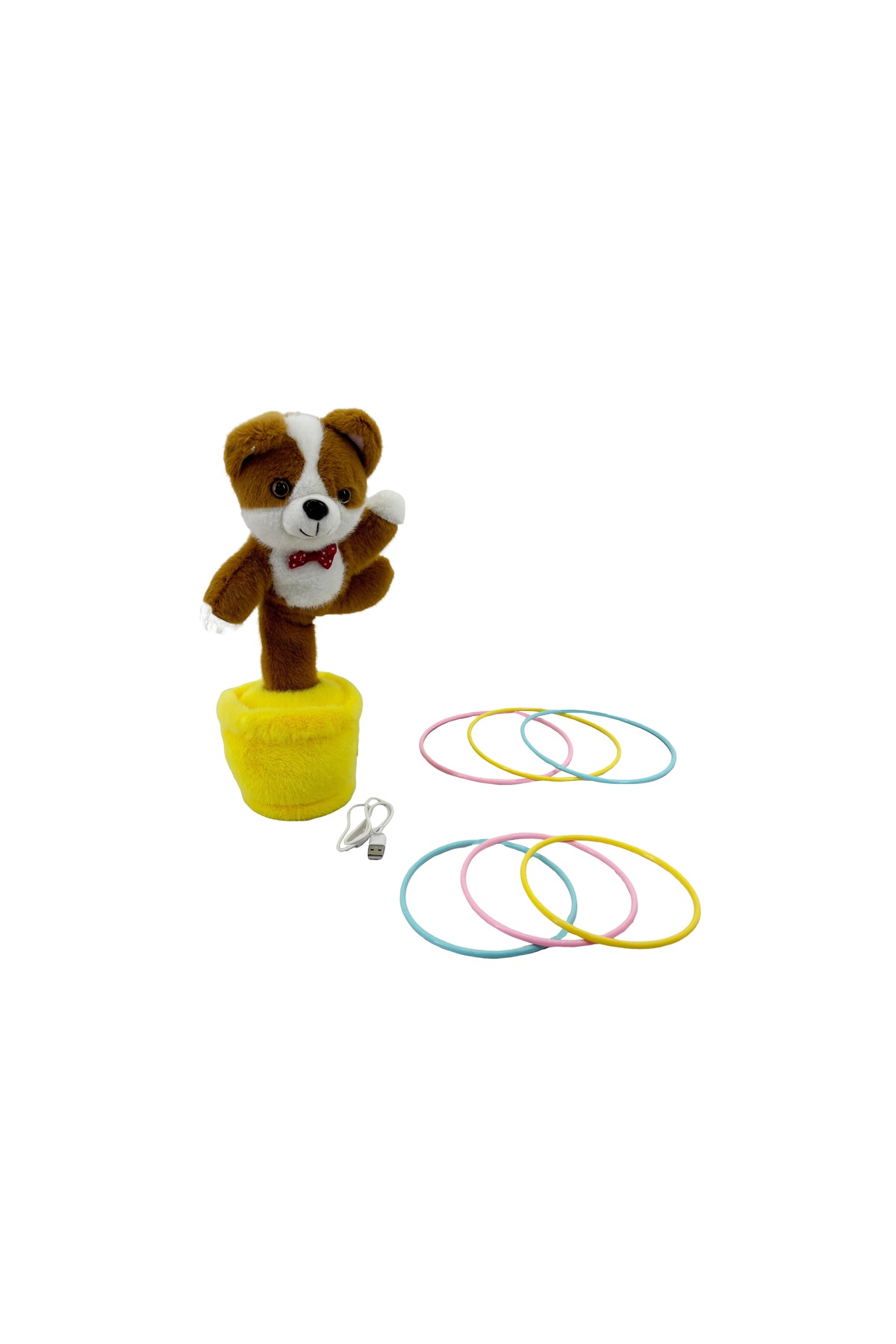 Galaxy Pinky Toy Musical Swing Corgi for Kids, Dancing Plush Dog with Ring Toss Game, Light and Music Recording Toy for Toddlers Boys and Girls