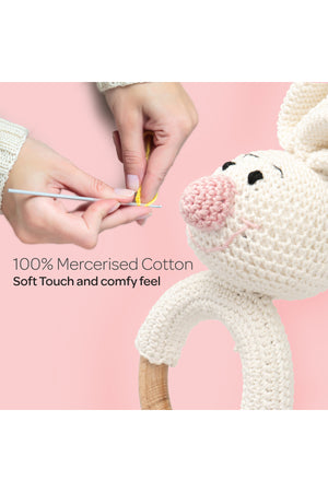 MOON Handcrafted Crochet Ring Rattle Toy-Bunny