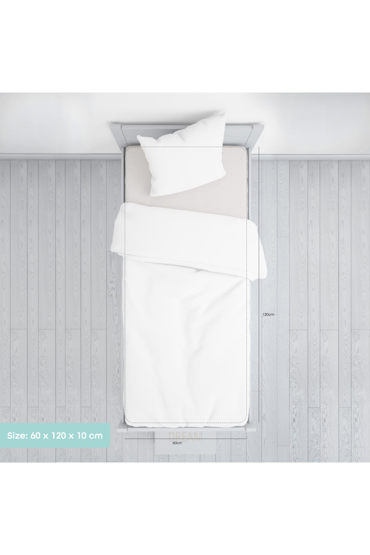 MOON  Premium 100% Cotton Terry, Breathable Waterproof Mattress Protector sheet with Skirt fit - 120x60x10 cm