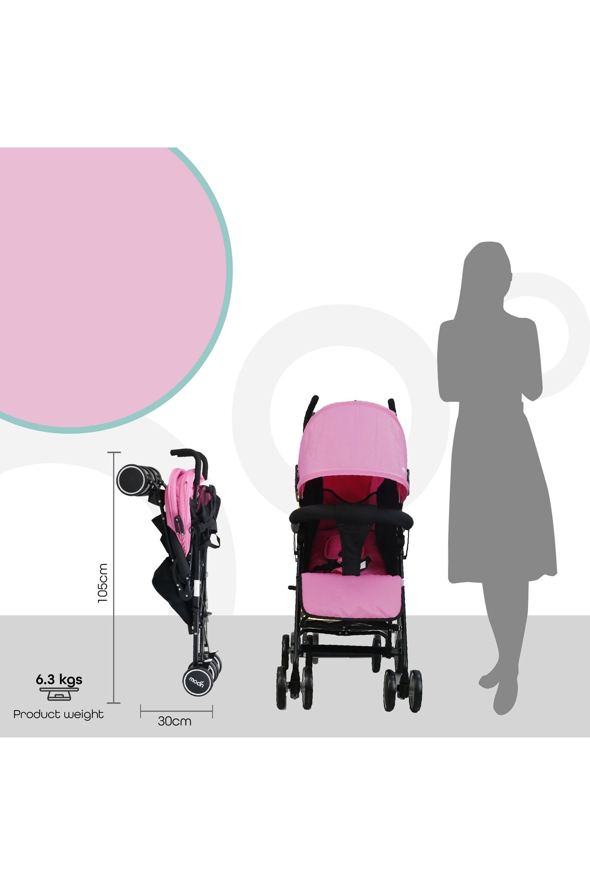 MOON Neo Plus Light Weight Travel Stroller,Pink