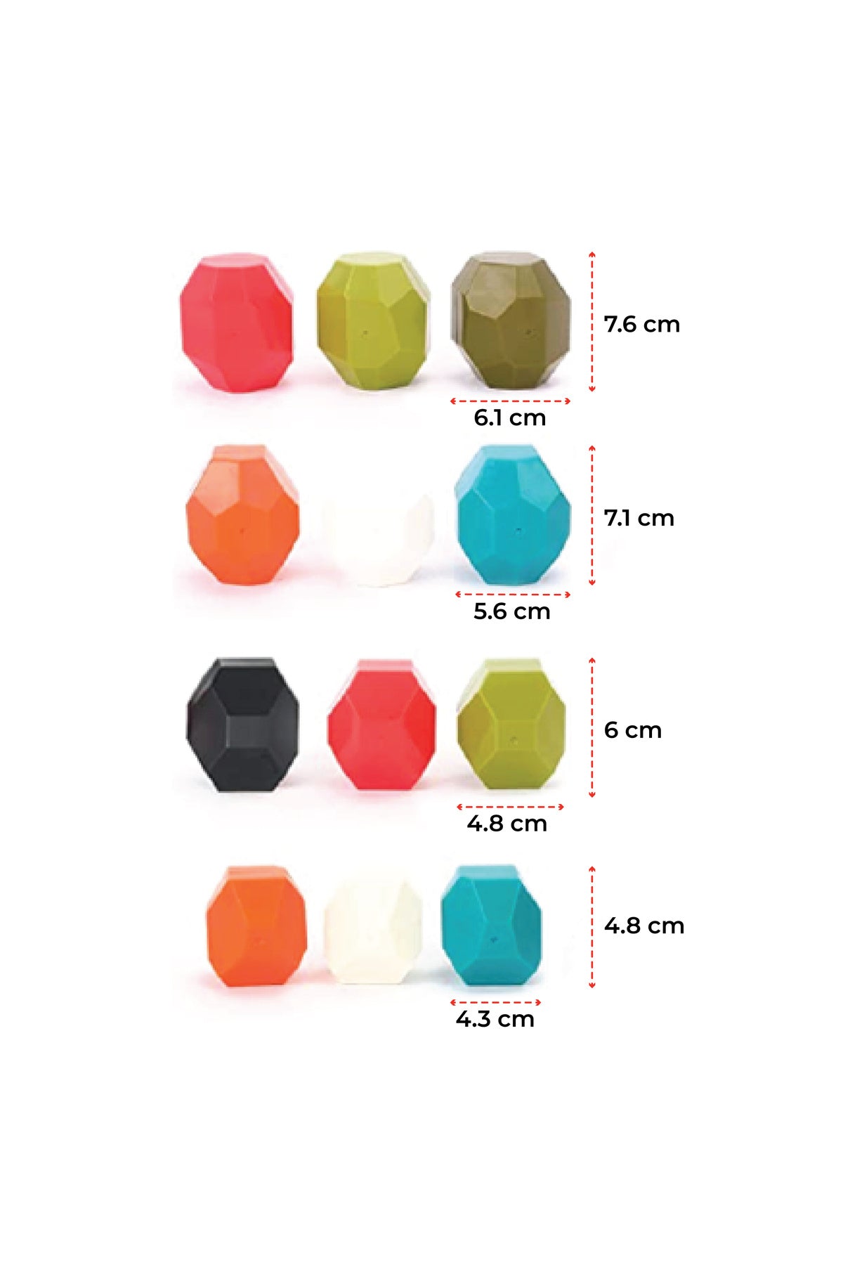 MOON Rock and Stack Balancing Educational Sensory Vibrant Toy Blocks for 12M+ - 12pcs.