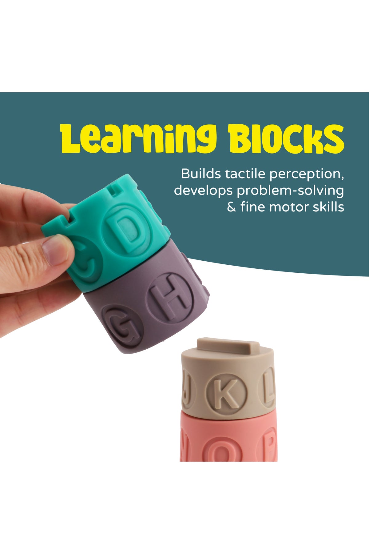 MOON Stacking Educational Toys – Montessori Toy Tower with Letters - Symbols & Patterns