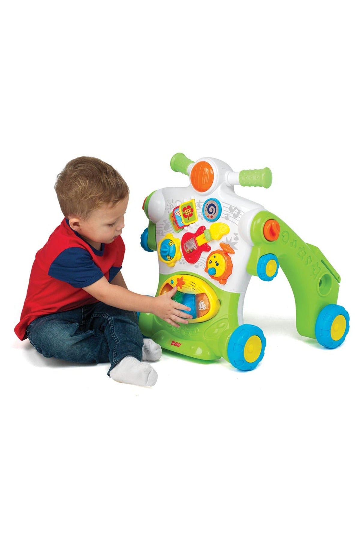 Little Learners 3 in 1 Ride-On Walker - Sit, Stand, Ride, Removable Piano, Interactive Dashboard, Durable Design, 9M+
