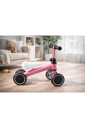 StarMarz Baby Balance Bike – 4-Wheel Toddler Training Bike for Indoor/Outdoor Riding, Soft Seat & No-Pedal Design for Safe Learning – Lightweight Kids First Bike (1–3 Years) – Pink