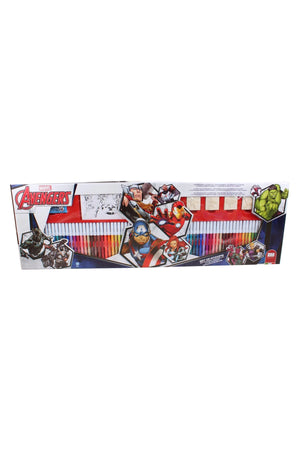 Marvel Avengers Giant Art Set for Kids – 86x54cm Case with 60 Felt Pens, 10 Pencil Crayons, 10 Wax Crayons, 6 Stamps, Ink Pad, Coloring Book, Notebook & 30 Stickers