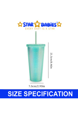 Star Babies Rhinestone Bling Bottle Glitter Diamond Bottle with Lid and Straw Rhinestones Tumbler Stainless Steel Glitter Thermal Water Bottle 750ml