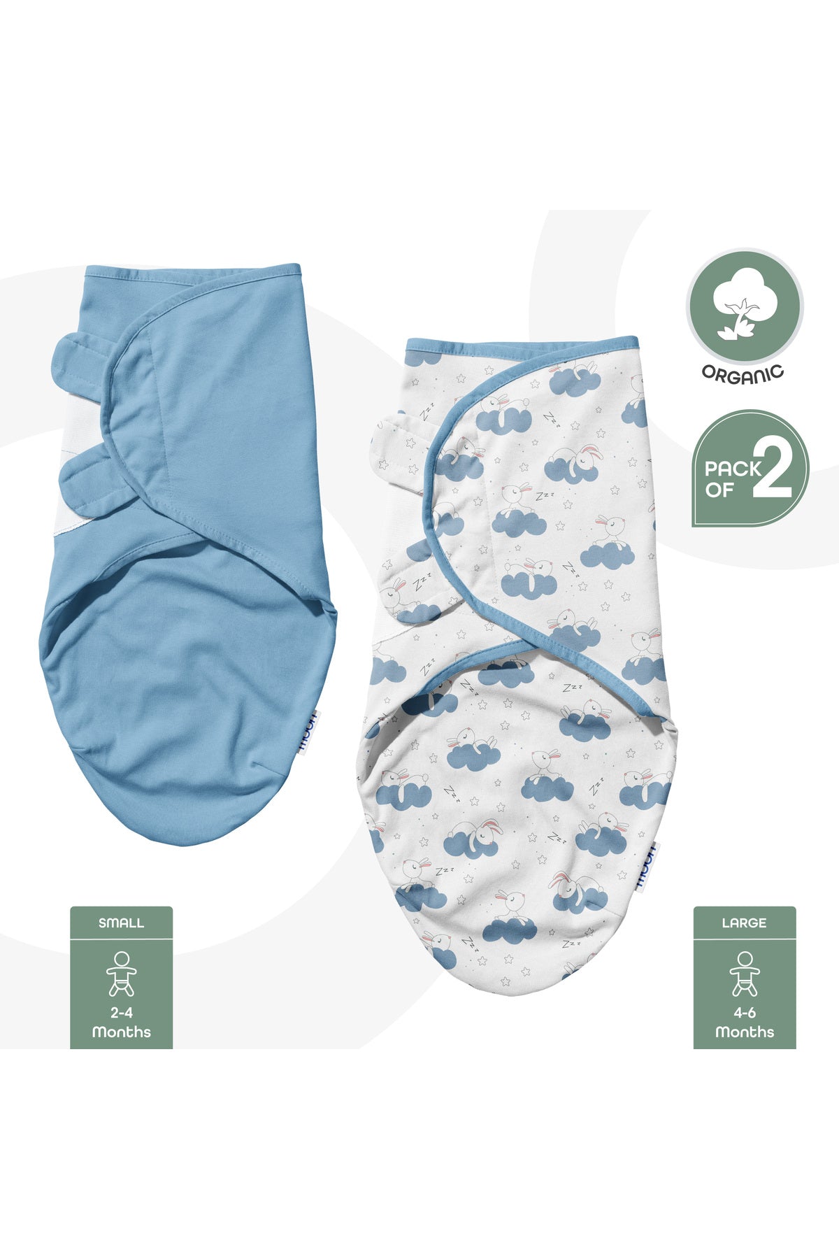 MOON Organic  swaddle - Blue Rabbit