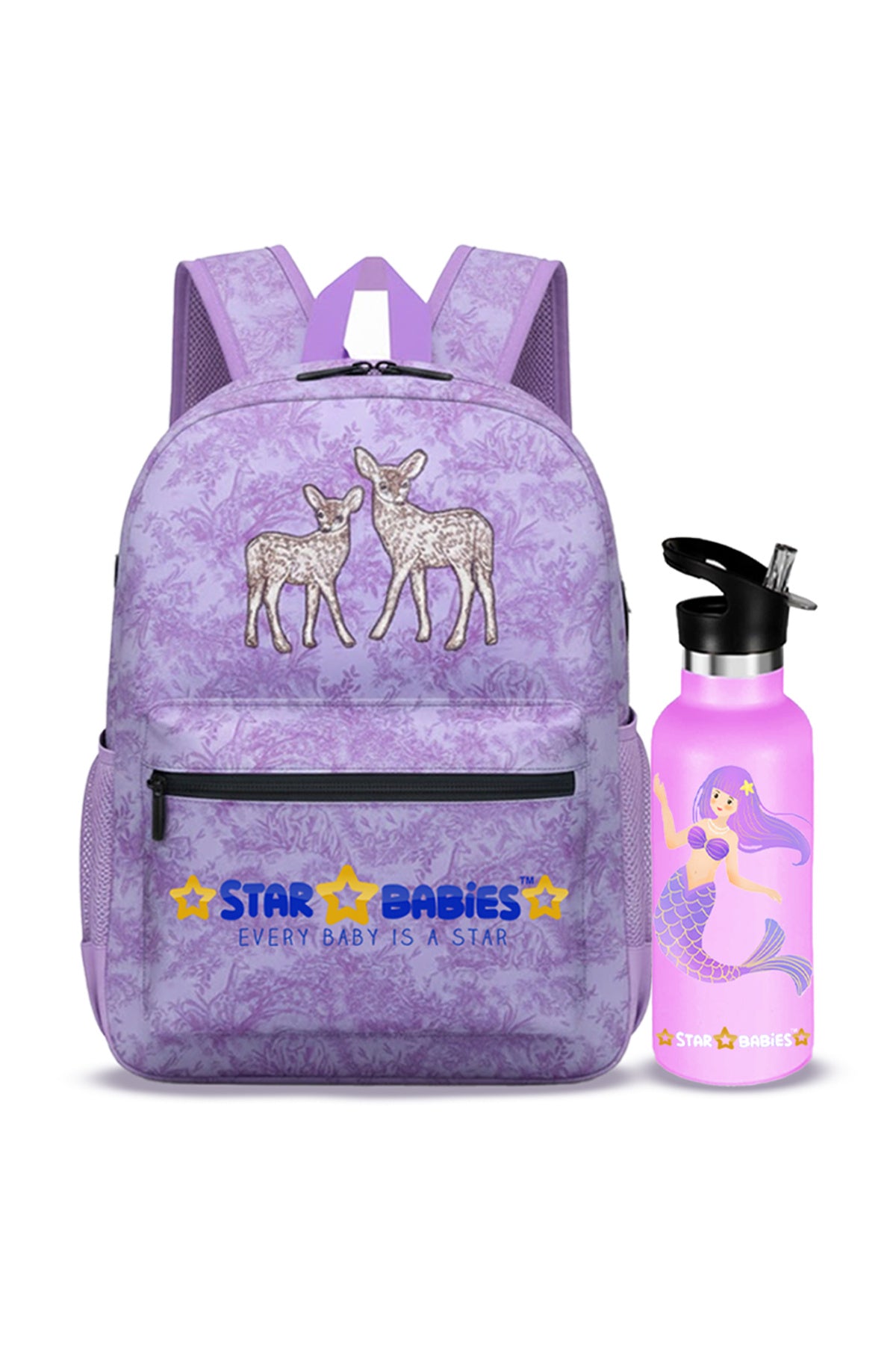 Star Babies Kids Backpack and Insulated Stainless Steel Water Bottle 2-Piece Set – Durable School Bag & Leak-Proof Bottle Bundle for Boys & Girls