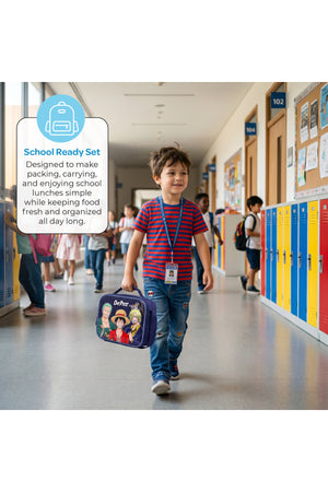 MOON Kids Lunch Box | PP + Stainless Steel Insulated Tiffin Box | Leak-Proof, BPA-Free, Durable School Lunch Box for Boys & Girls | Easy Open Clips | Food Safe Eco-Friendly Kids Meal Box