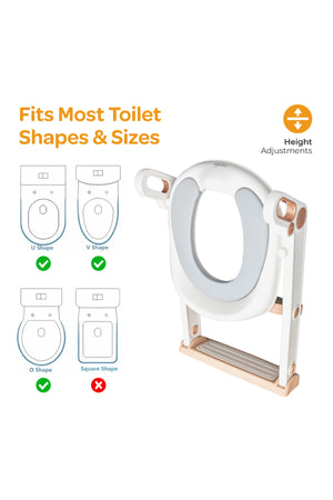 MOON Kids Step Stool Potty Trainer Seat -White and gold