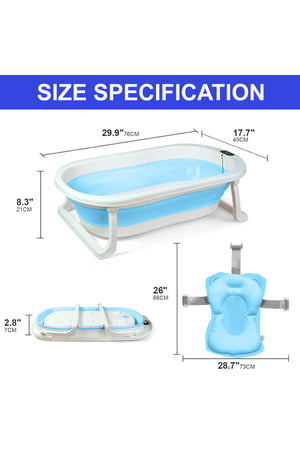 Star Babies - Baby Foldable Bathtub With Thermometer & Bathmat Set - Blue