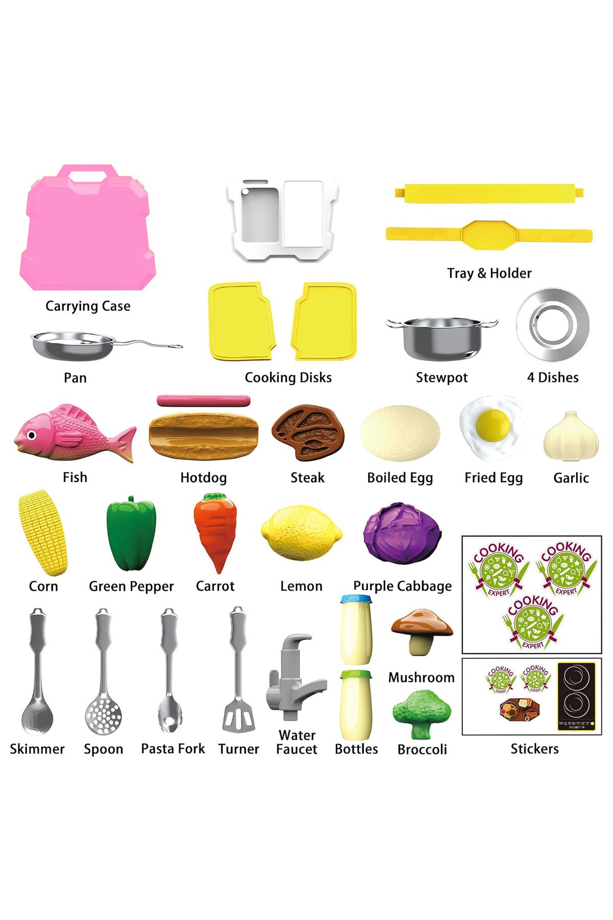MOON Kitchen Expert- Junior Chef Stainless Steel Kitchen Cooking Set (35Pcs) -for 3y+