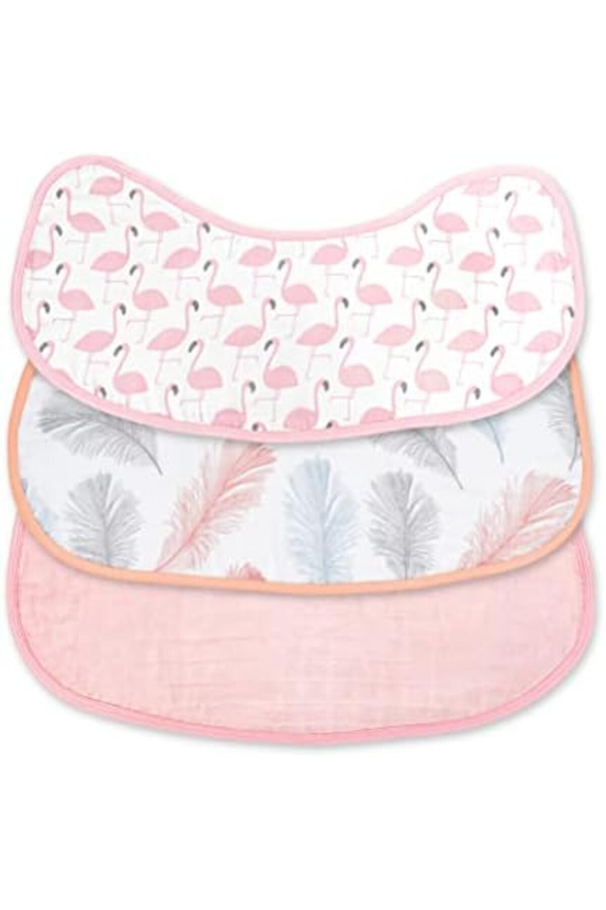 MOON Organic Burpy Cloth. (8 Layer)-Flamingo, Feather & pink