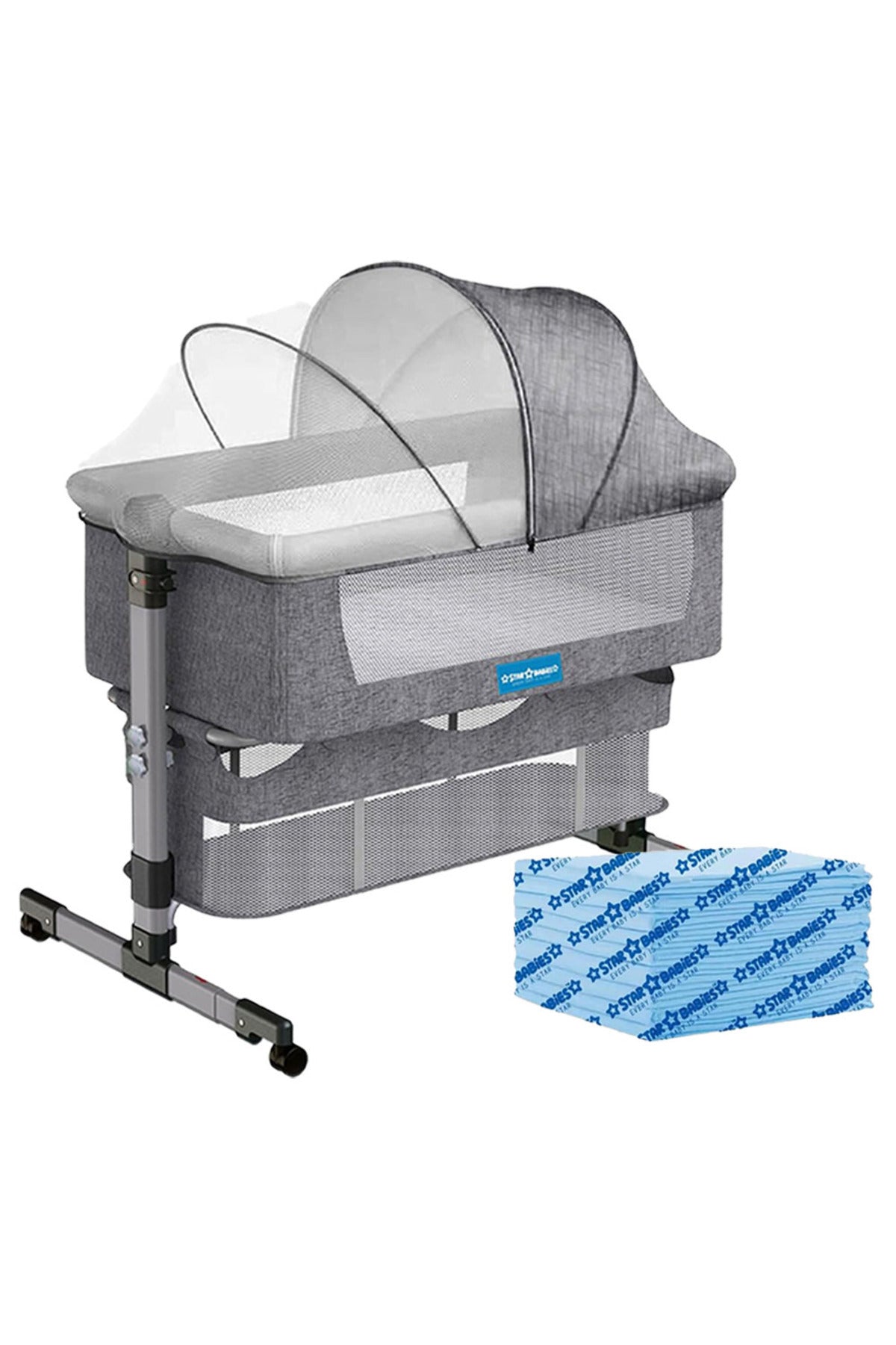 Star Babies Bedside Crib With Disposable Changing Mats - Pack Of 25