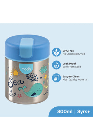 MOON Double Wall SS Food Jar 
10oz 88x88x125mm-Blue