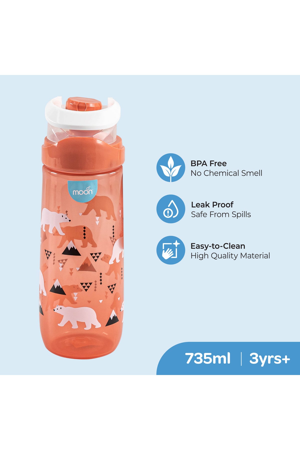 MOON Kids Water Bottle
79x79x232mm
735ml / 25oz-Red