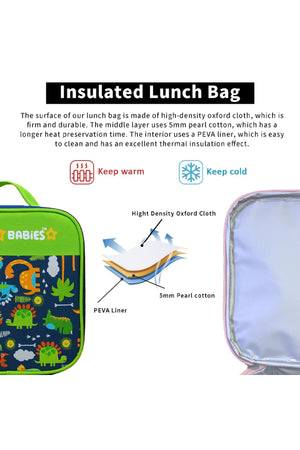 Star Babies 16-Inch Green Jungle Themed Children's Backpack with Adjustable Shoulder Strap for Hiking Large with Bento Lunch Bag and Dual Zipper Pencil Case Pack of 3