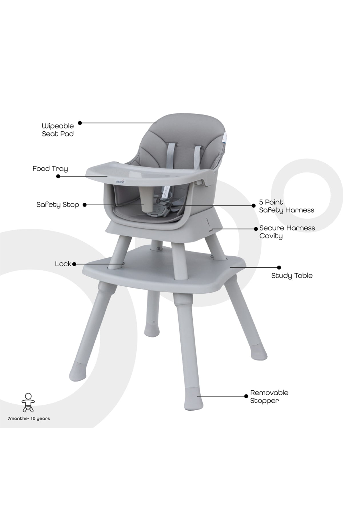 MOON 6 in 1 High Chair - Grey