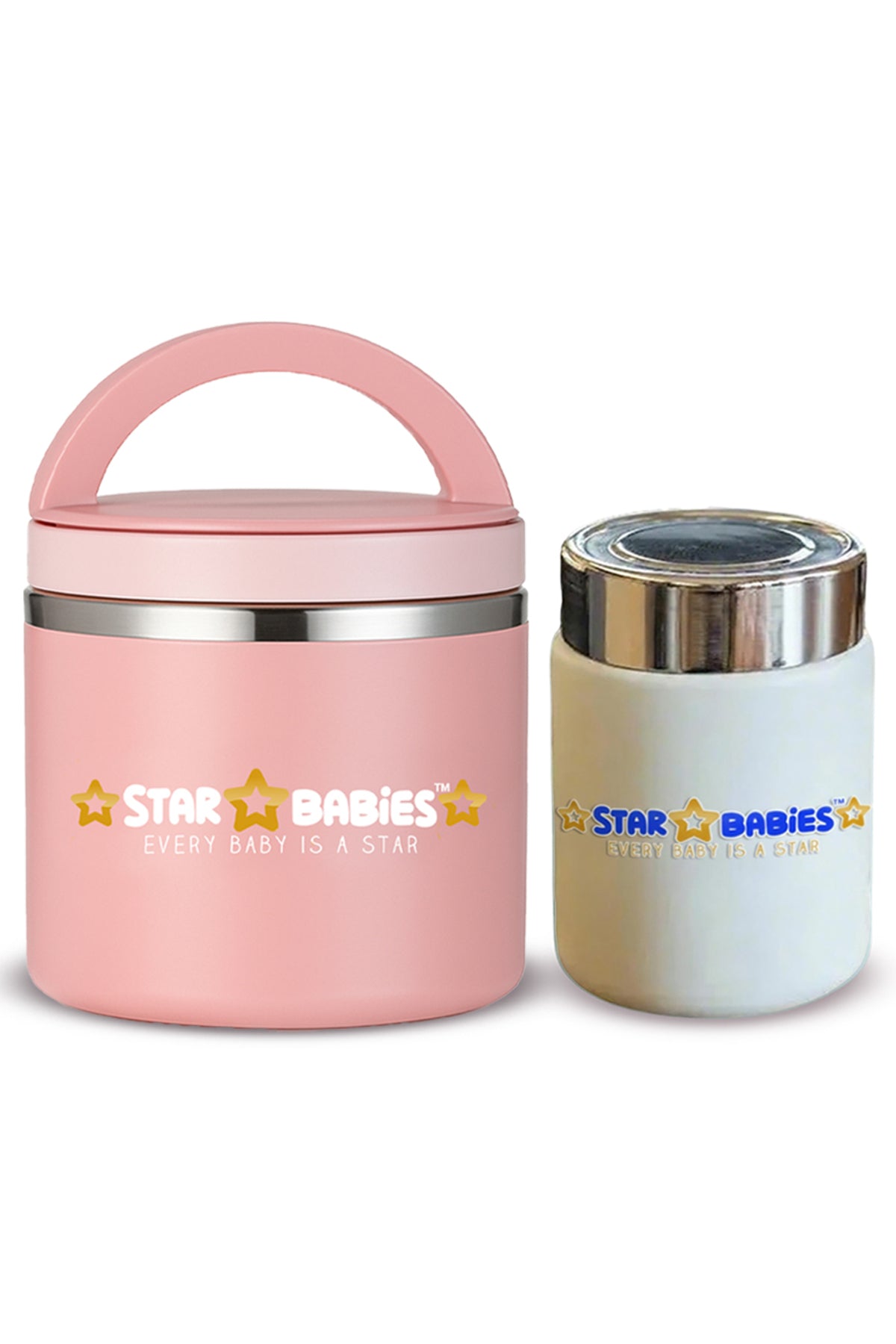 Star Babies - Set of 2 combo,Stainless Steel  food jar with mini flask