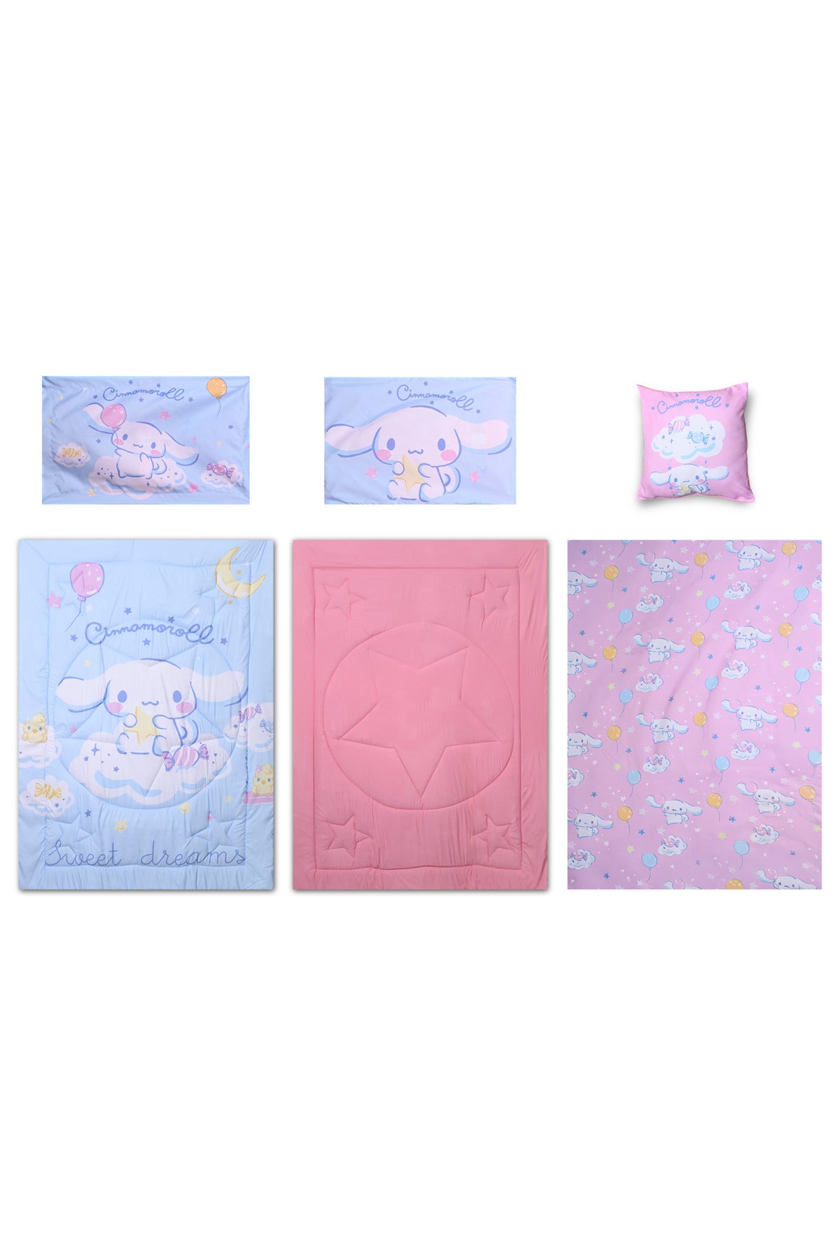 Cinnamoroll 5-In-1 Bnb Comforter Bedding Set With Brushed Microfiber & Polyester Shell – Multicolor