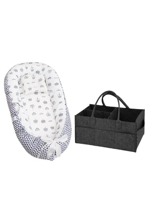 Star Babies - Baby Bed Sleeping Pod w/ Caddy Diaper Organizer - Black