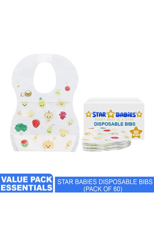 Star Babies Disposable Bibs - Pack of 60 - Fruits
