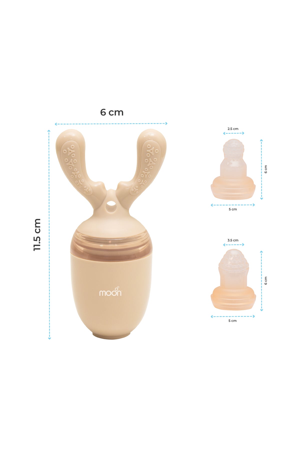 Moon  Baby Fruit Feeder Teether | Silicone Pacifier for Infants & Toddlers | BPA-Free Snack Holder,Chewing Trainer- Beige
