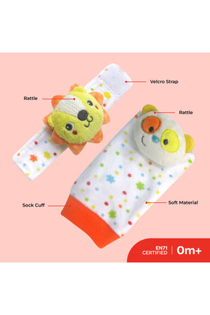 MOON Foot and Wrist Rattle ,Set of 4 -Multi Color