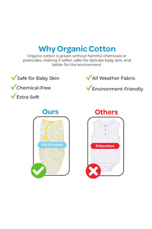 Moon Organic Swaddle Lightweight and Breathable Pack of 1- Lemon