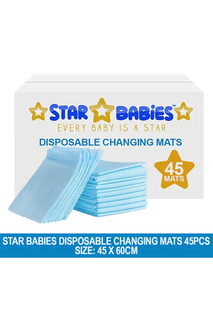Star Babies Disposable Changing mat Large (45 x 60cm) Pack of 45 - Blue