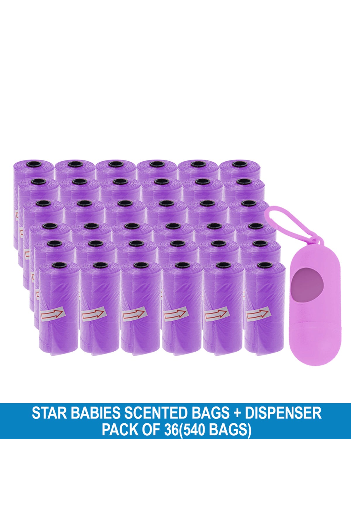Star Babies - Disposable Scented Nappy Bag With Dispenser - Blue - Pack of 36 - 540pcs