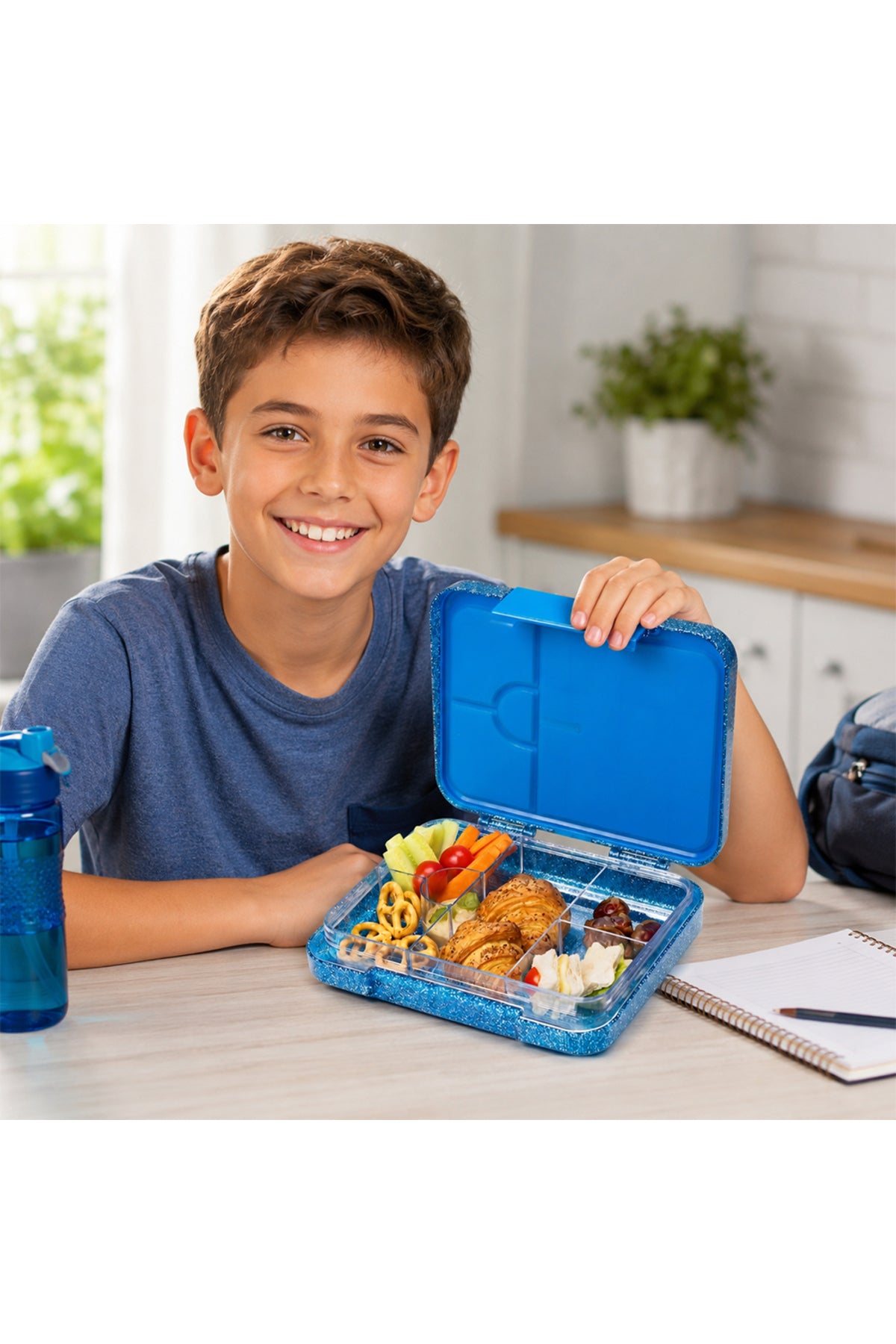 Cocobee 6-Compartment Bento Lunch Box| Leakproof & Lightweight For Kids – Blue