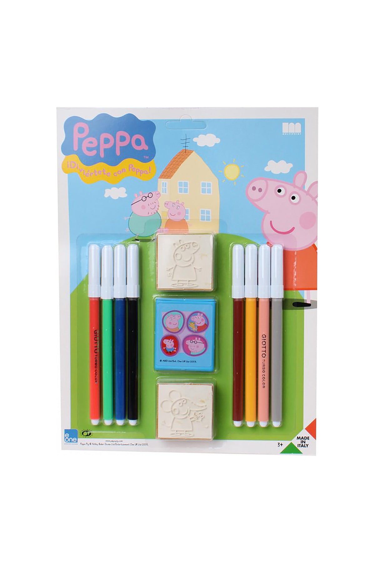 Peppa Pig Stamp & Felt Tip Pen Set – Blister Pack with 2 Stamps, 8 Colorful Felt Pens & 1 Ink Pad | Kids Creative Arts & Crafts Stationery Set