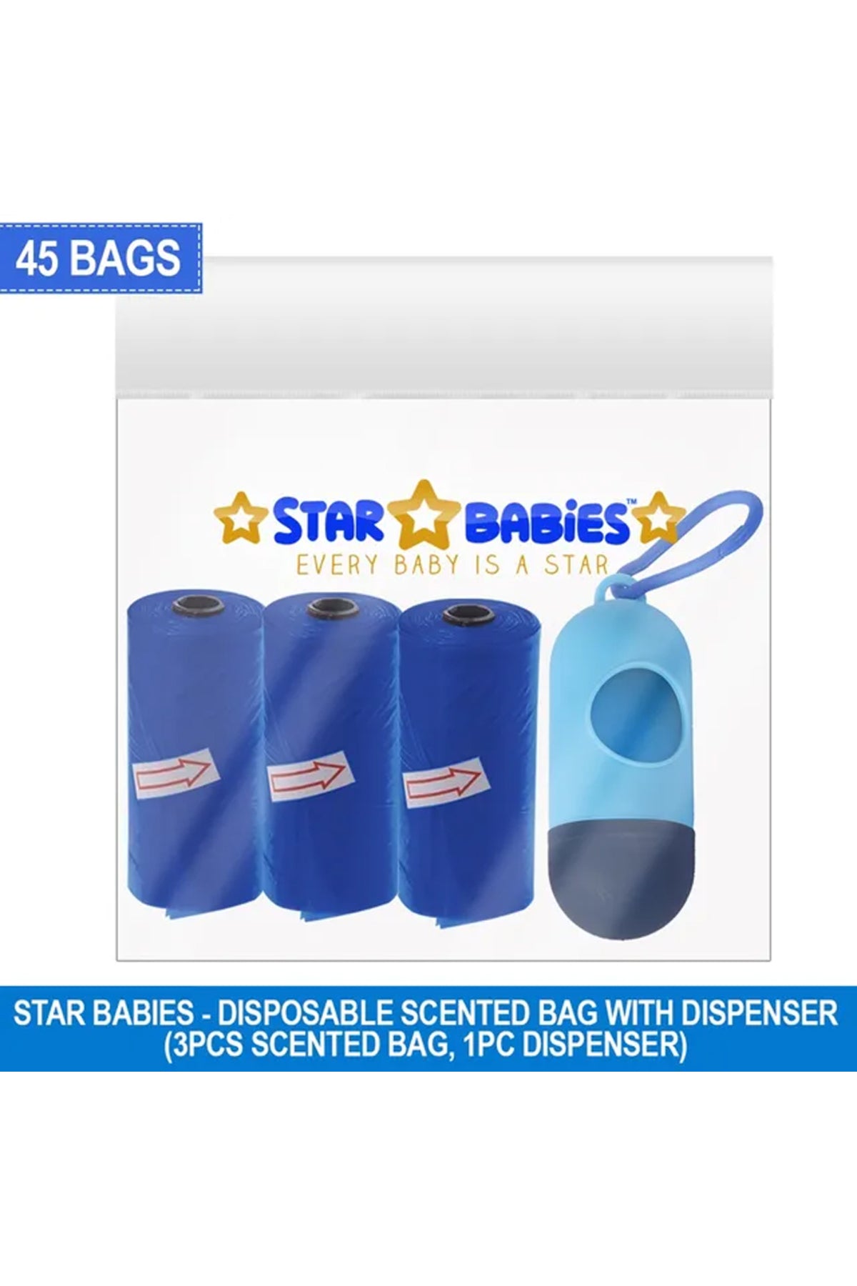 Star Babies - Scented Bag With Dispenser Pack of 3/45 Bags - Navy Blue