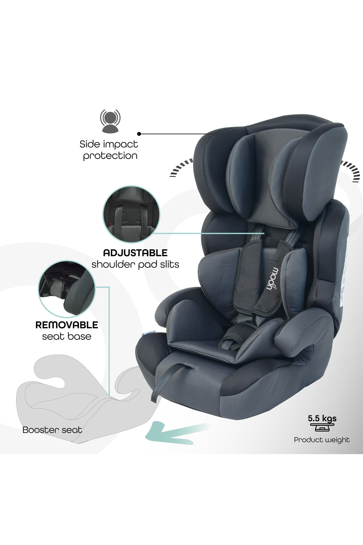 MOON Tolo - Car seat (Group 1,2,3)-Black