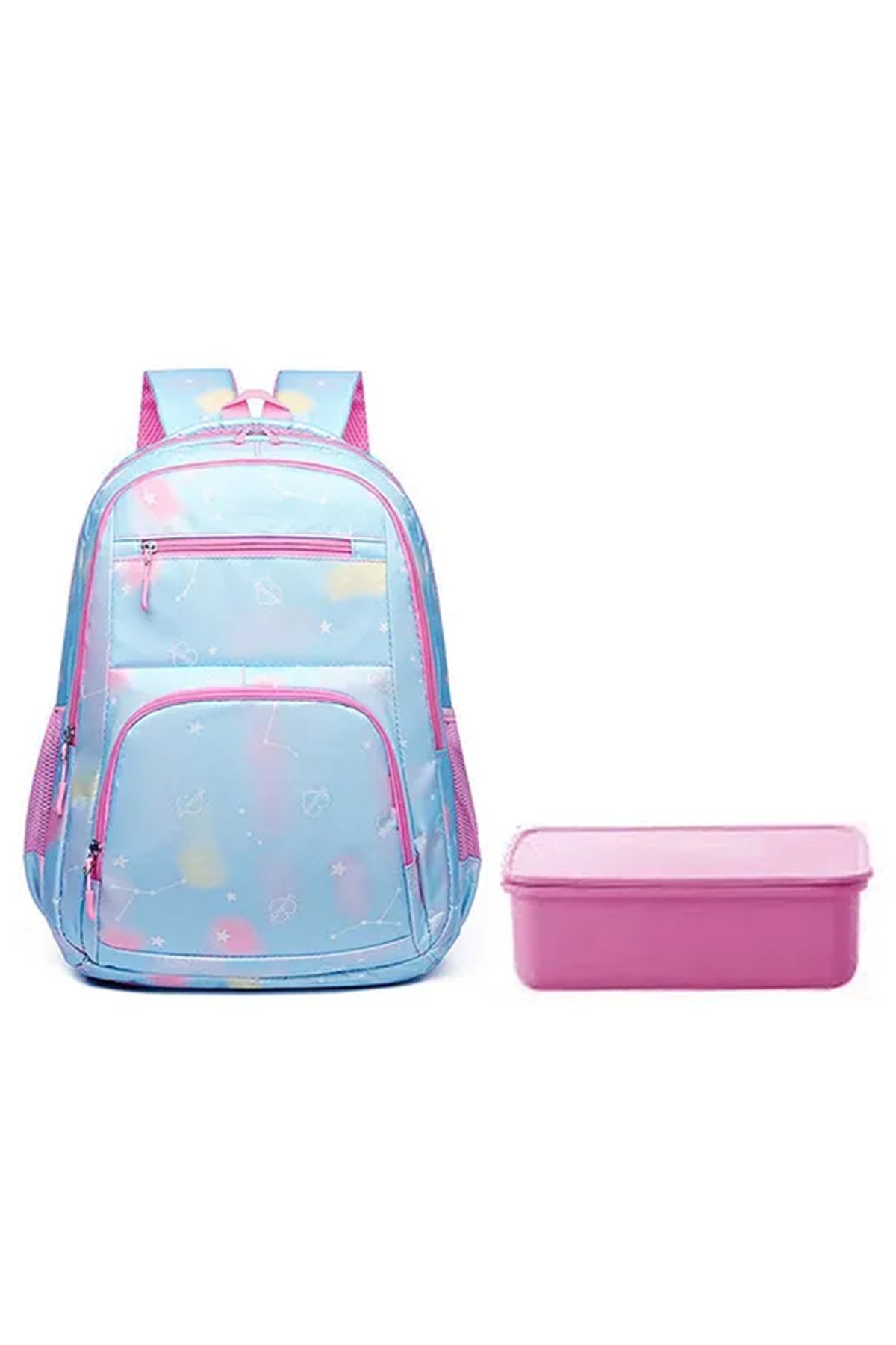 Star Babies - School Backpack With Eco Friendly Lunch Box With Spoon & Fork - Blue/Pink